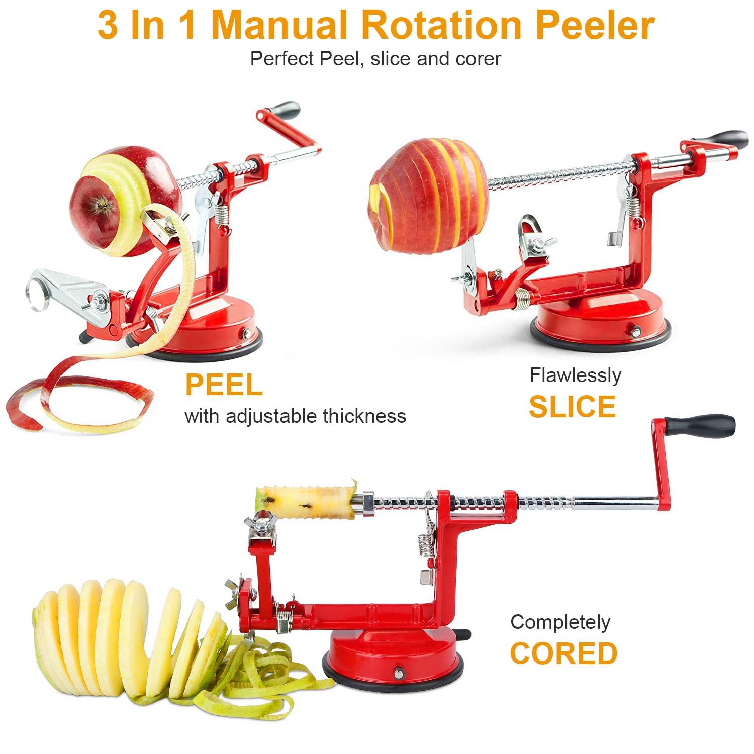 Peeler in use on an apple