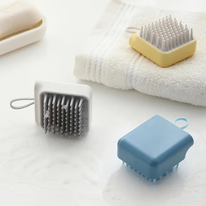 Scalp massage brush with soft silicone bristles