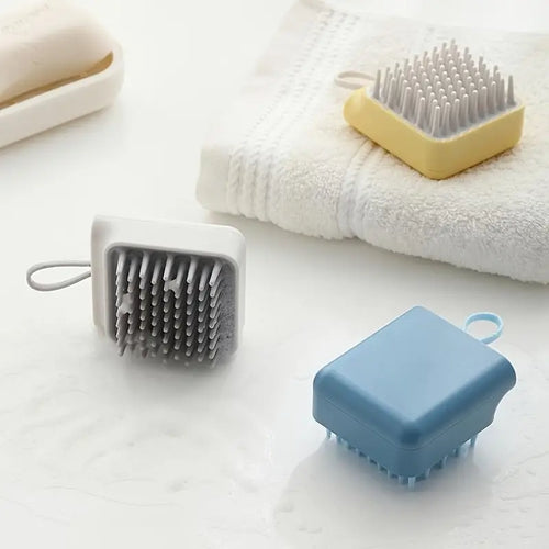 Scalp massage brush with soft silicone bristles